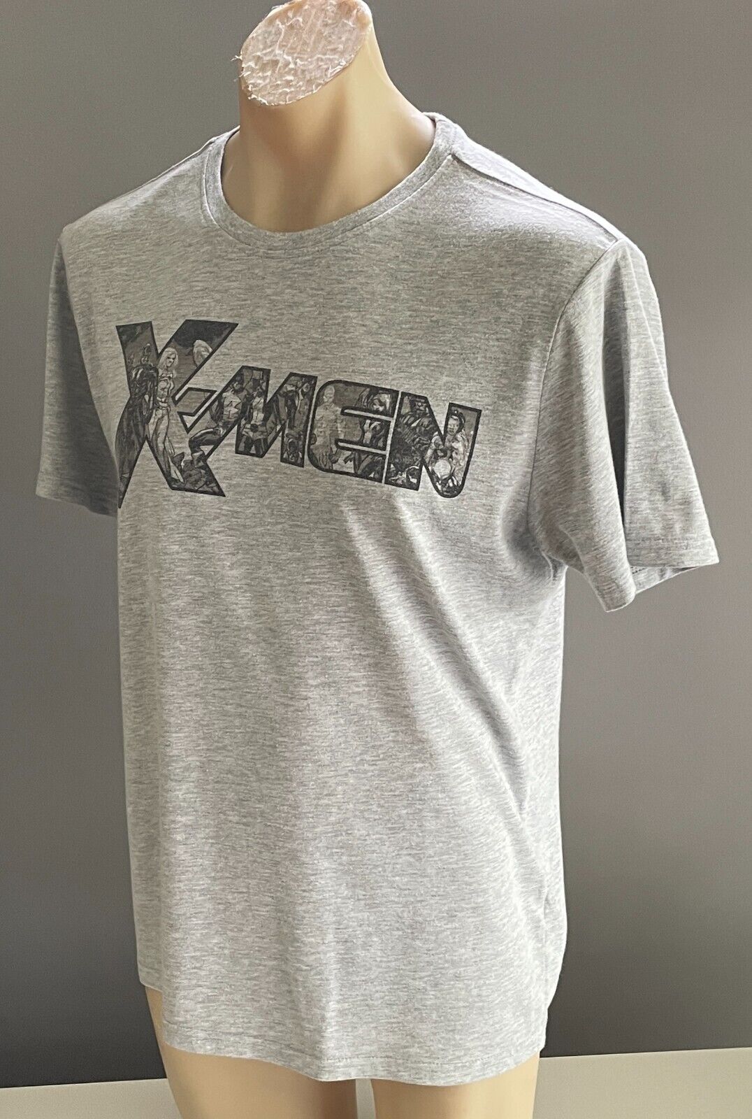 Unisex T Shirt MARVEL "X-Men" Grey Marl Print Top Size L 114cm Chest Tee