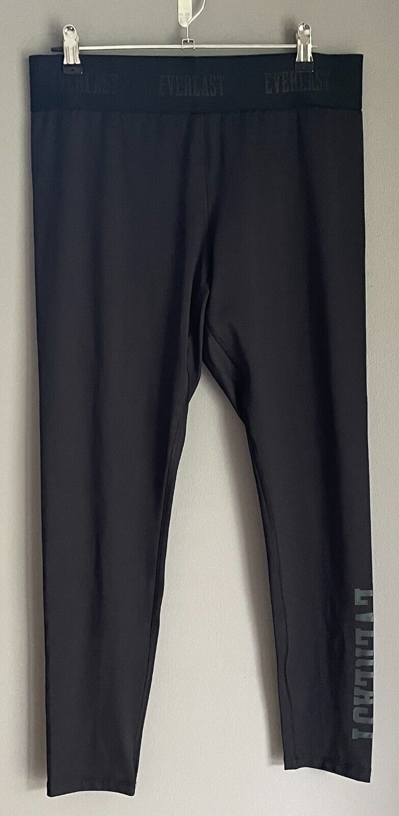 EVERLAST Leggings Black 7/8 Size 16 Elastic Waist Logo Activewear Pants Gym NEW
