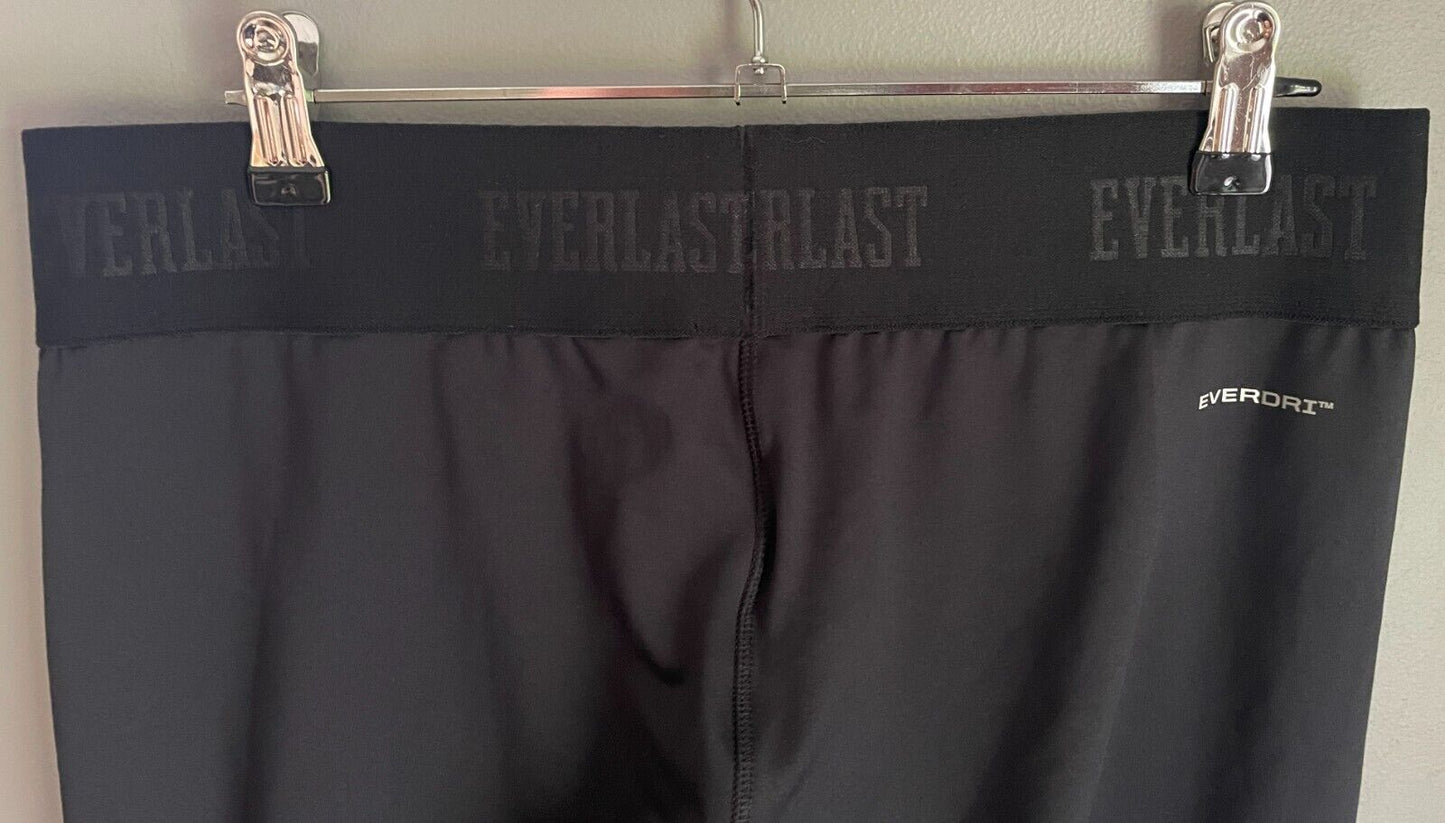 EVERLAST Leggings Black 7/8 Size 16 Elastic Waist Logo Activewear Pants Gym NEW