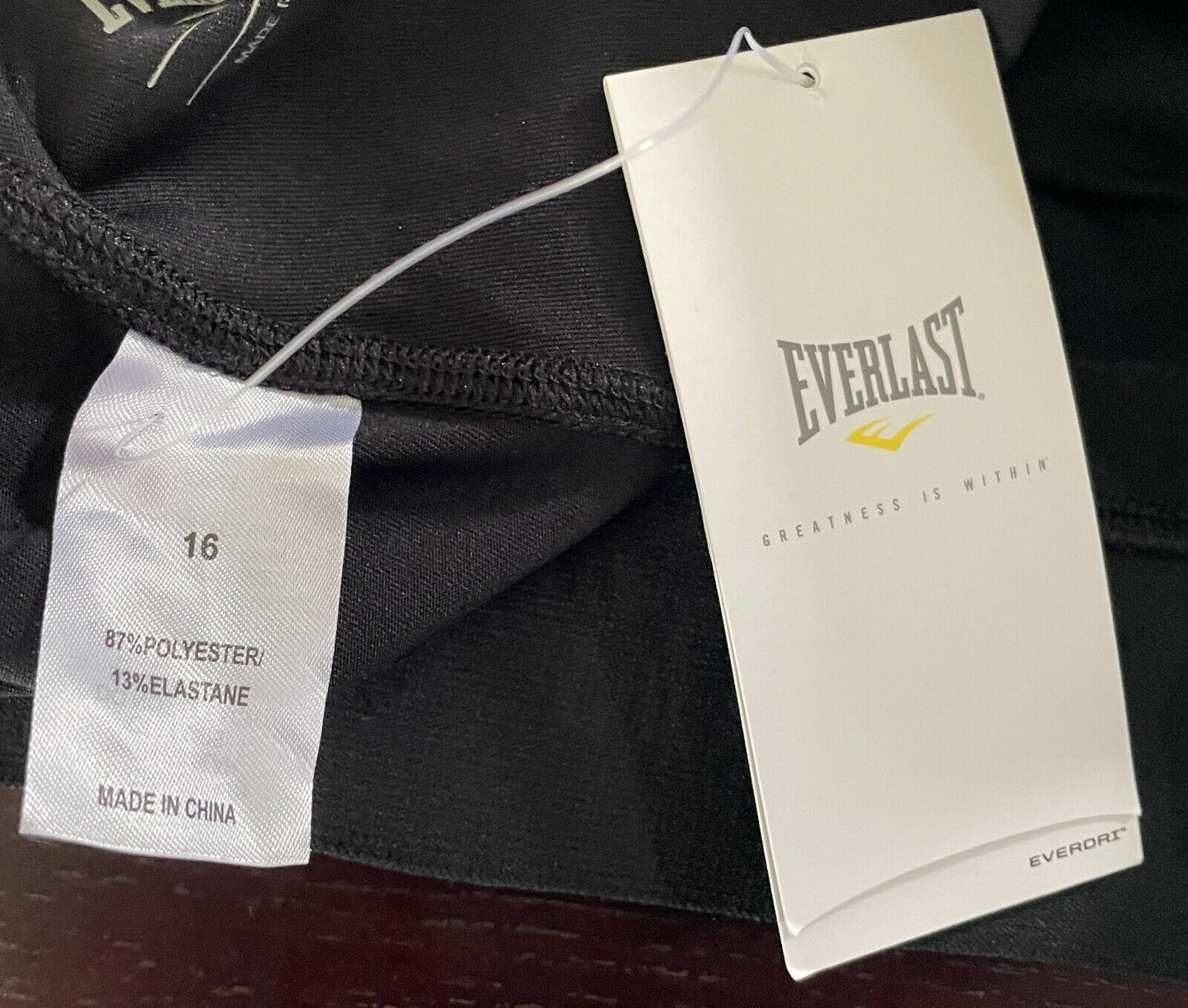 EVERLAST Leggings Black 7/8 Size 16 Elastic Waist Logo Activewear Pants Gym NEW