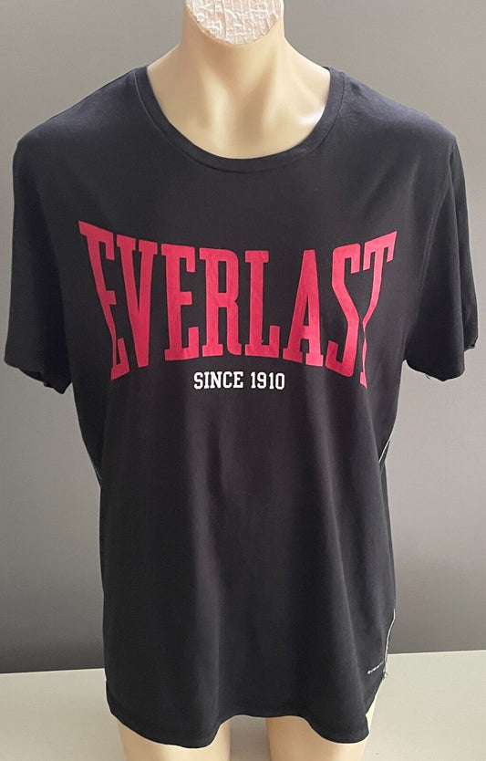 EVERLAST Mens T-Shirt Black Short Sleeves Size XXL Logo Contrast Stitch Trim