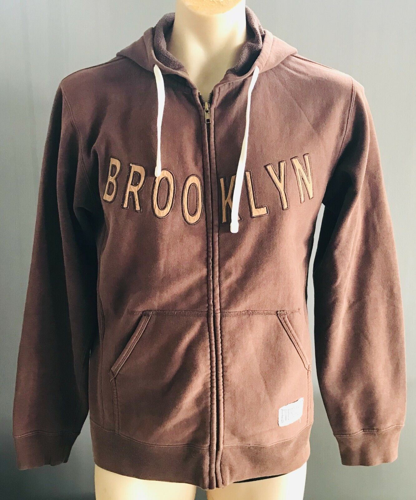 EVERLAST "Brooklyn" Hooded Zip Jacket American Series Brown Casual Size S Hoodie