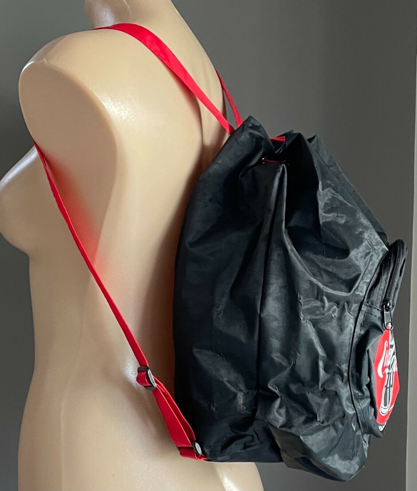 Always COCA COLA Backpack Logo Black Nylon Adjustabl Shoulder Bag Drawstring NEW