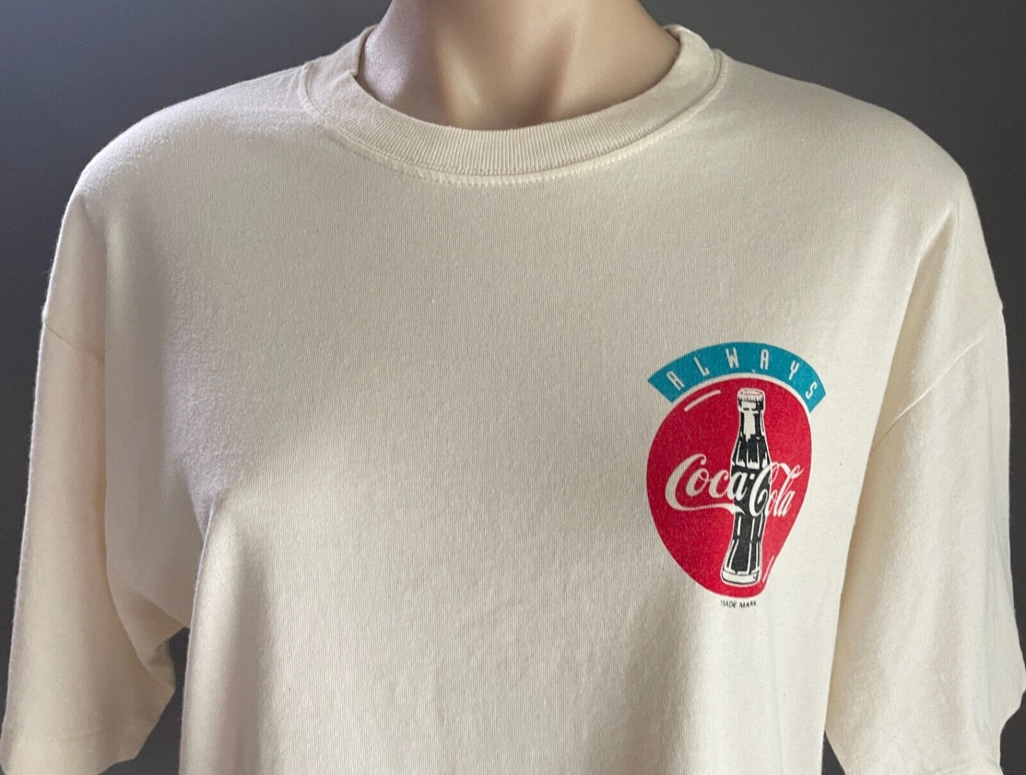 COCA COLA Hyper Active Clothing Mens T-Shirt Cream Sh/Sleeve Logo Chest 106cm XL