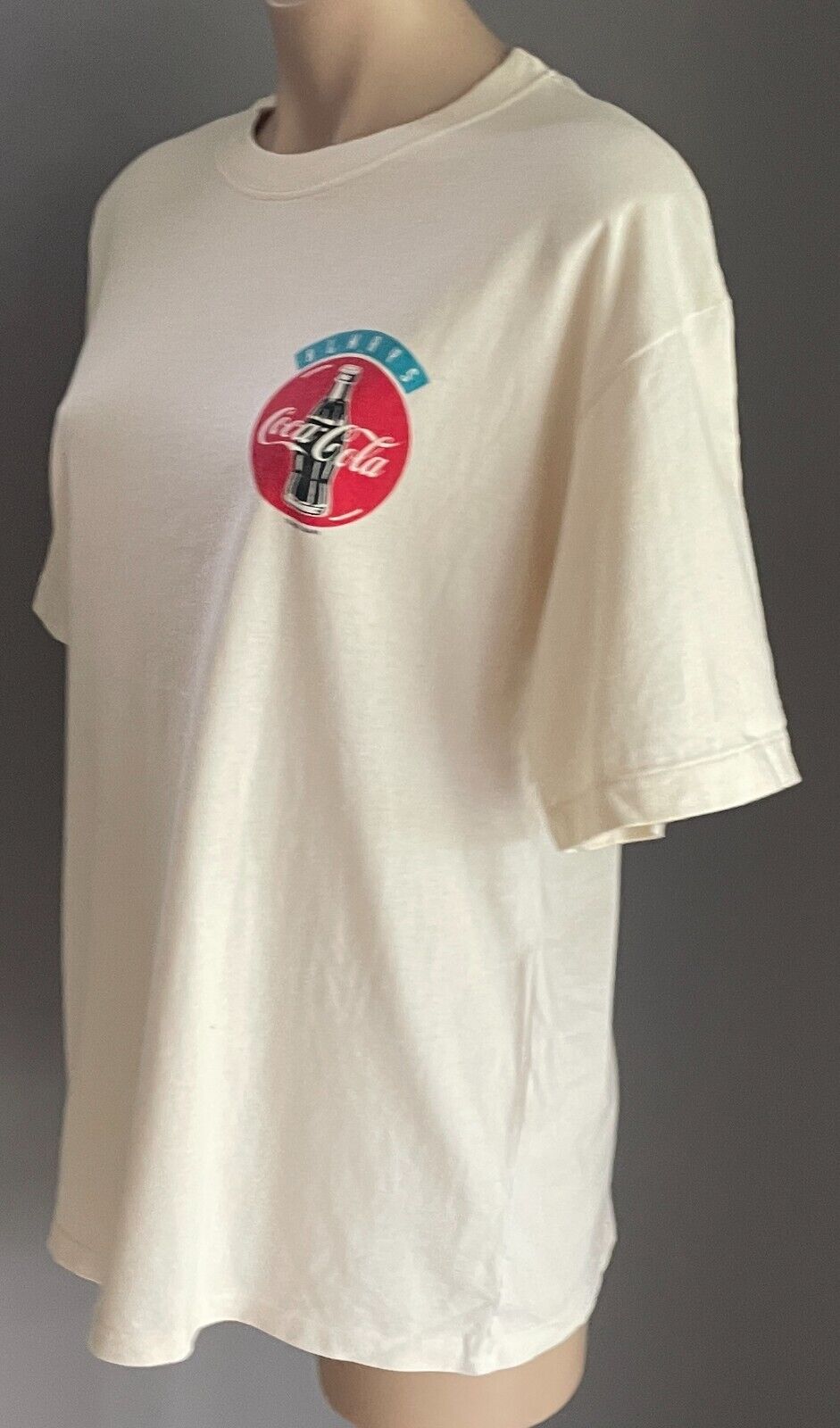 COCA COLA Hyper Active Clothing Mens T-Shirt Cream Sh/Sleeve Logo Chest 106cm XL