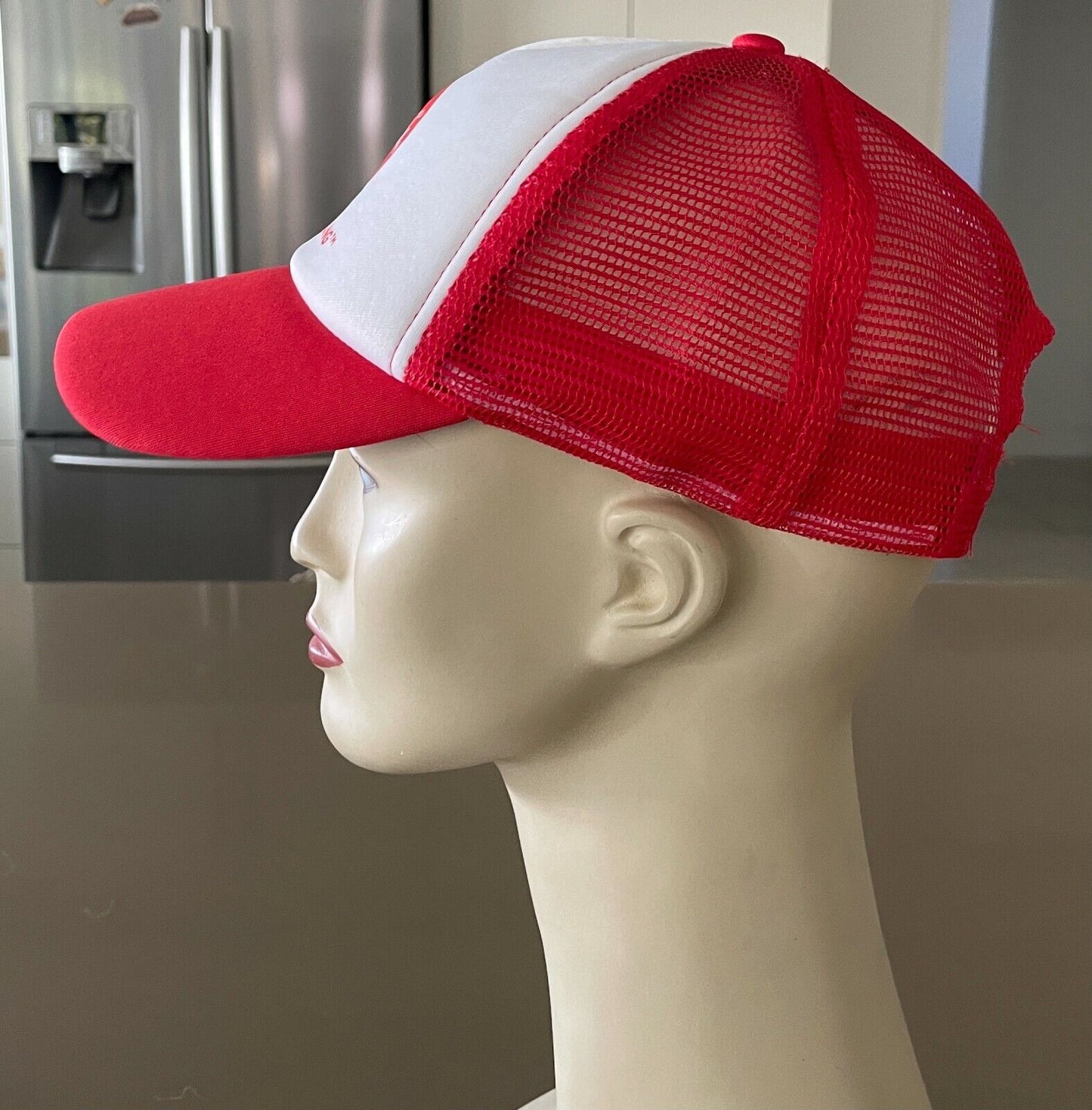 COCA COLA Mesh Back Cap Red & White Adjustable Truckers Snap Back Hat One Size