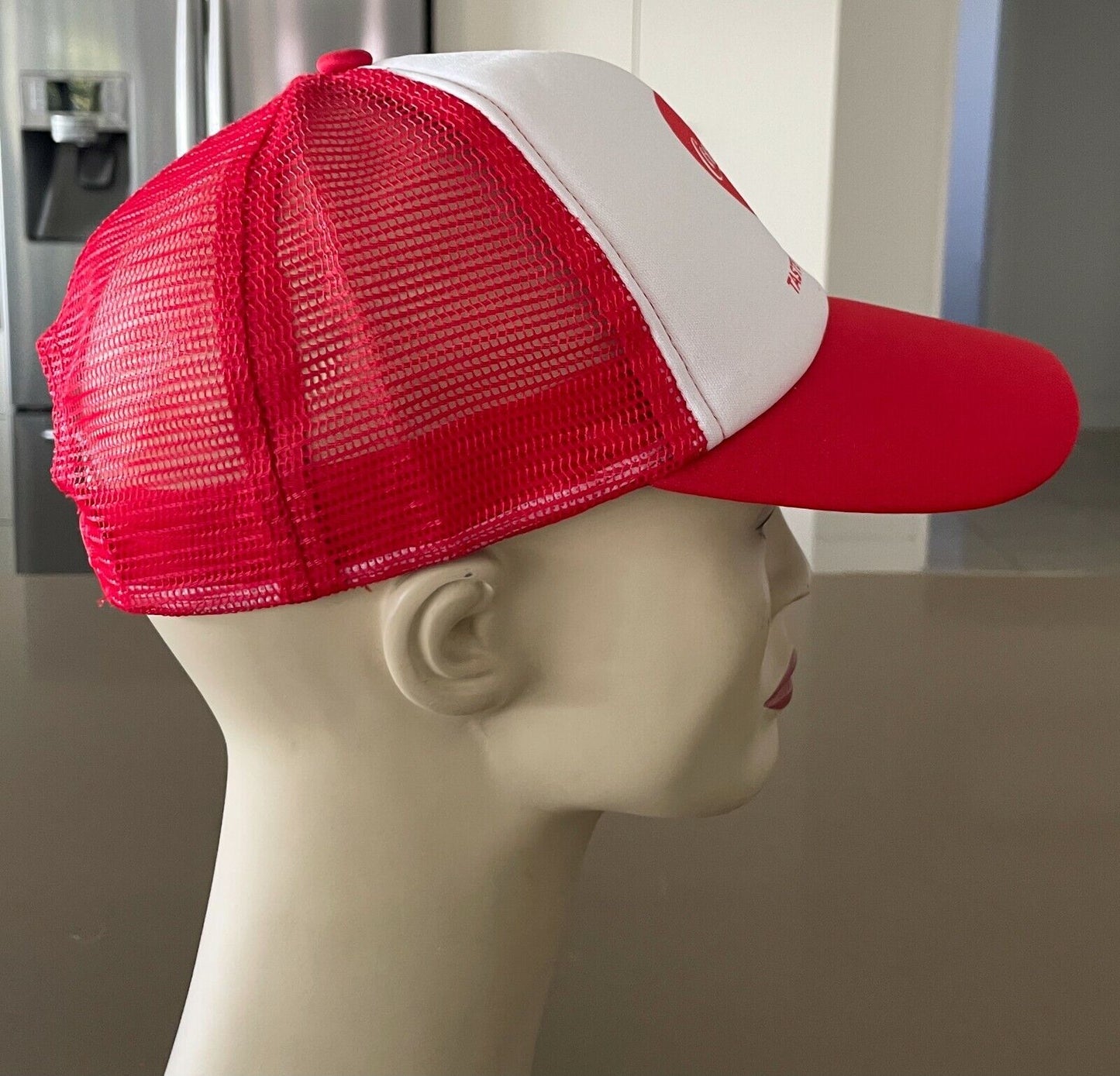 COCA COLA Mesh Back Cap Red & White Adjustable Truckers Snap Back Hat One Size