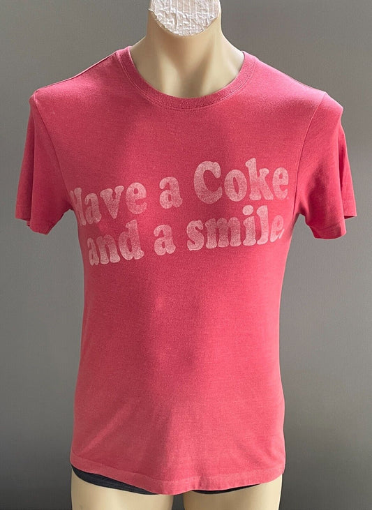 COCA COLA Unisex T Shirt Red Marl Vintage Look Logo  Short Sleeve Top Size S