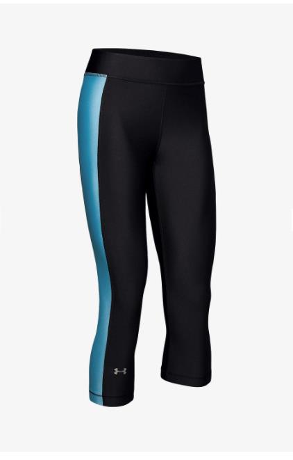 UNDER ARMOUR Leggings Heatgear Capri Training Black Blue Sz S Activewear Pants