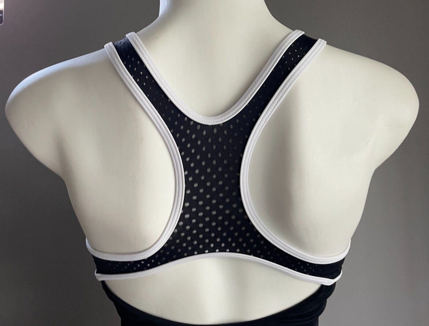 ROCKWEAR H2O Swim Top Black Perforated Singlet White Trim UPF 50+ Size 8 NEW