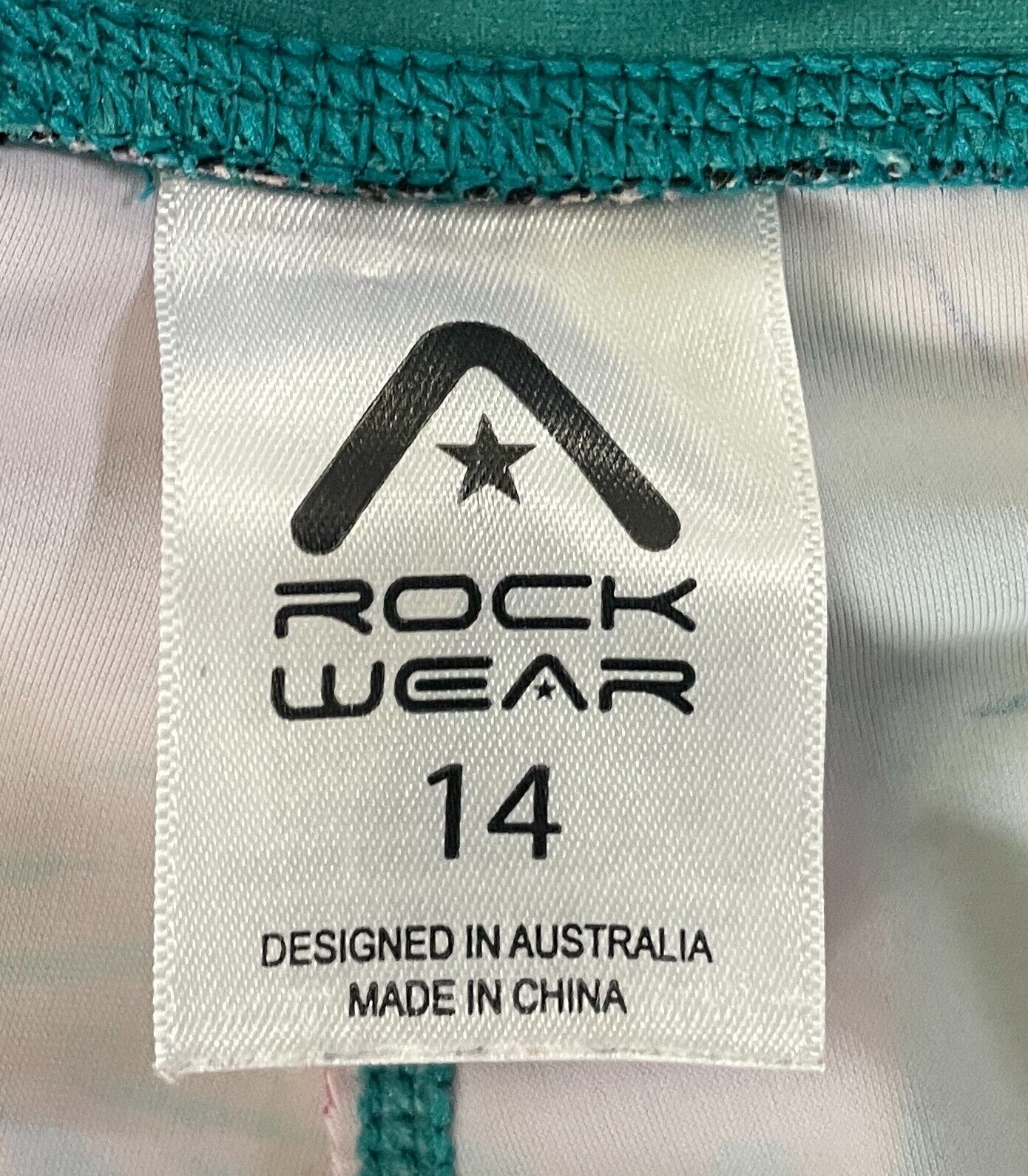 ROCKWEAR Leggings Green Pink Coral Tropical Print 7/8 Length Activewear Size 14