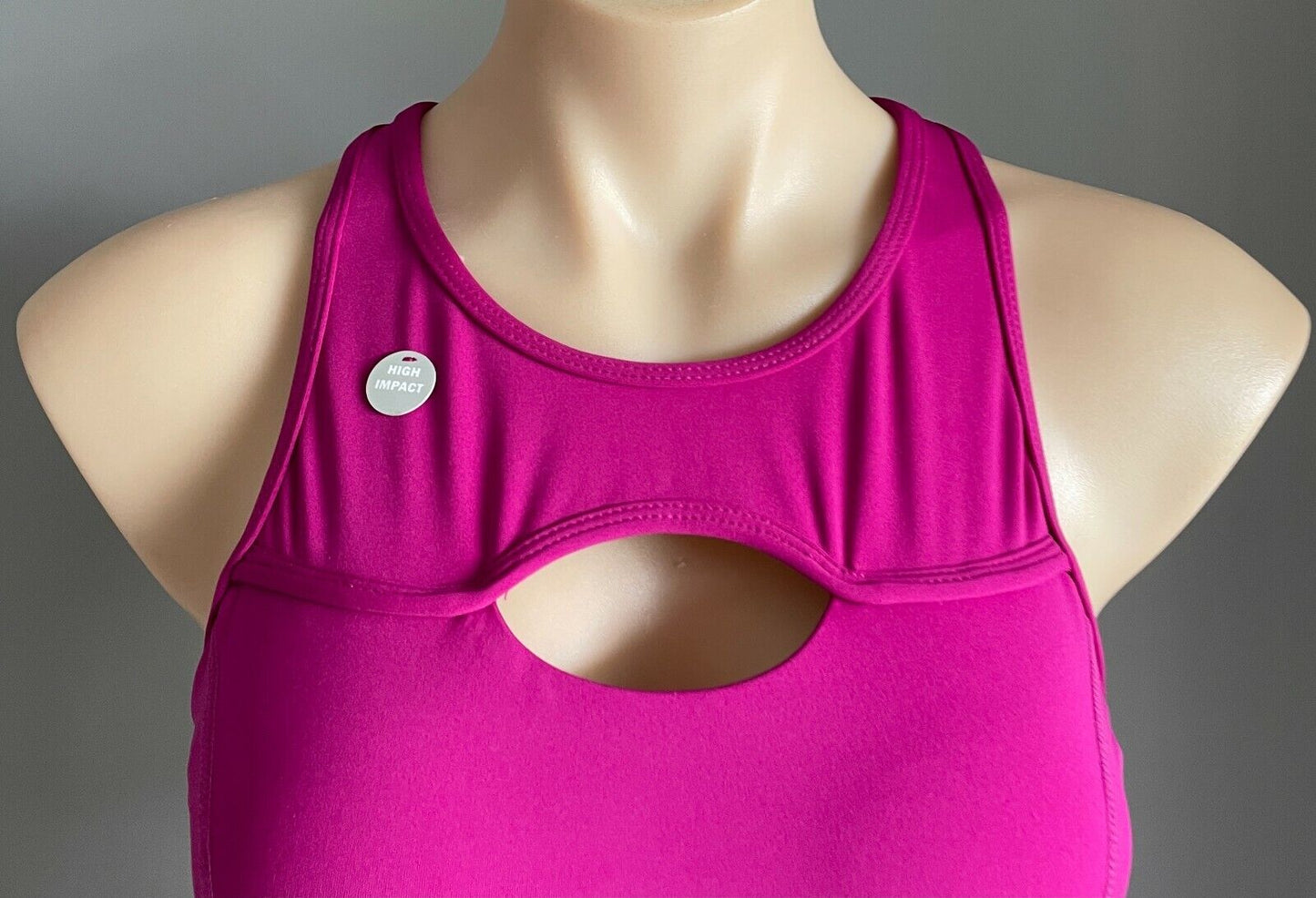 ROCKWEAR Sports Bra Cranberry Kaleidoscope Hi Peep Hole Ladies Size 8 10 Gym NEW
