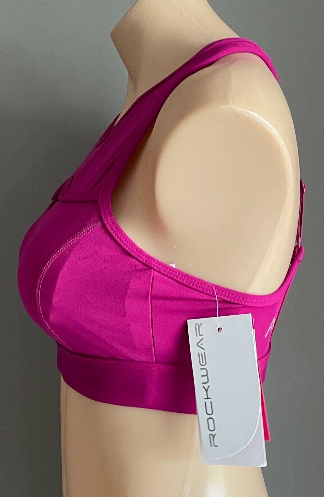 ROCKWEAR Sports Bra Cranberry Kaleidoscope Hi Peep Hole Ladies Size 8 10 Gym NEW