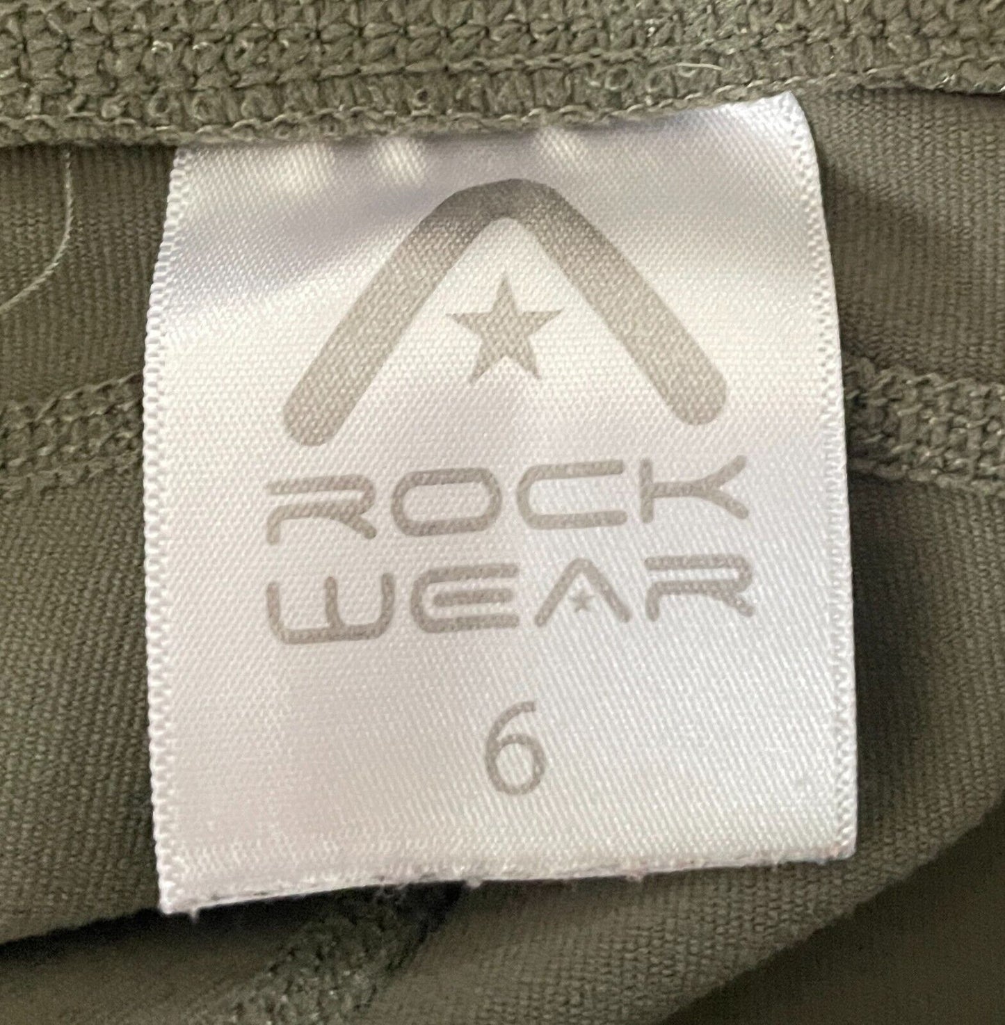 ROCKWEAR Leggings Khaki 3/4 Length Activewear Pants Perforated Pockets Siz 6 NEW