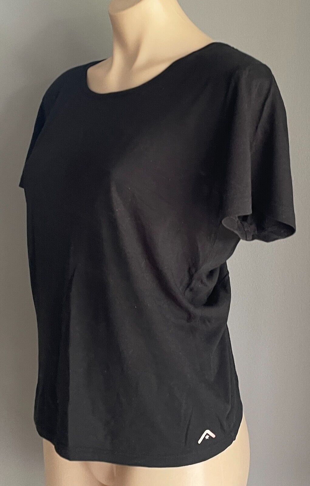 ROCKWEAR Top Black Short Sleeve Drawstring Gathered Back Size 10 Athleisure NEW