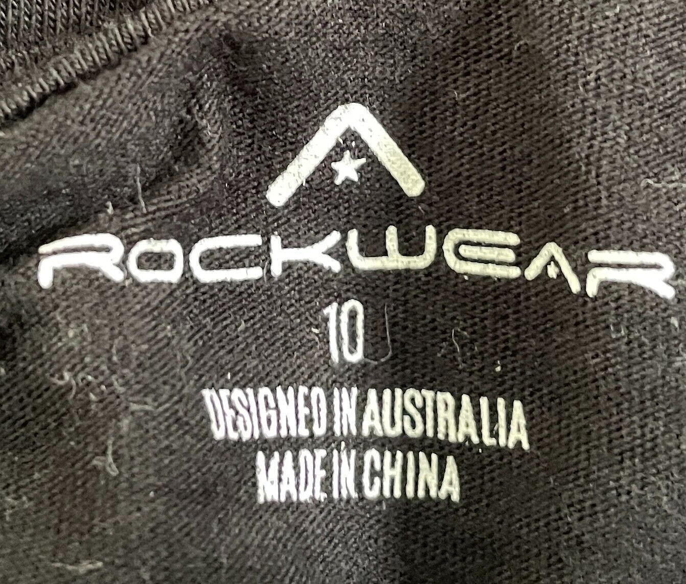 ROCKWEAR Top Black Short Sleeve Drawstring Gathered Back Size 10 Athleisure NEW