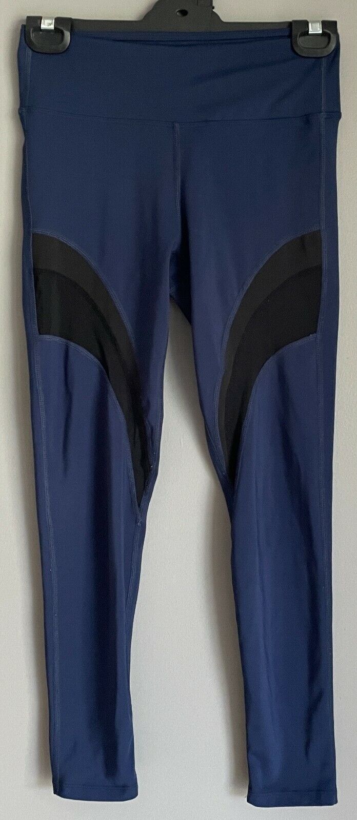ROCKWEAR Leggings  Blue & Black Net Trim 7/8 Length Activewear Pants Sz 8 NEW