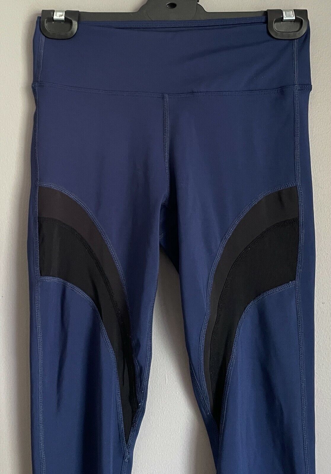 ROCKWEAR Leggings  Blue & Black Net Trim 7/8 Length Activewear Pants Sz 8 NEW