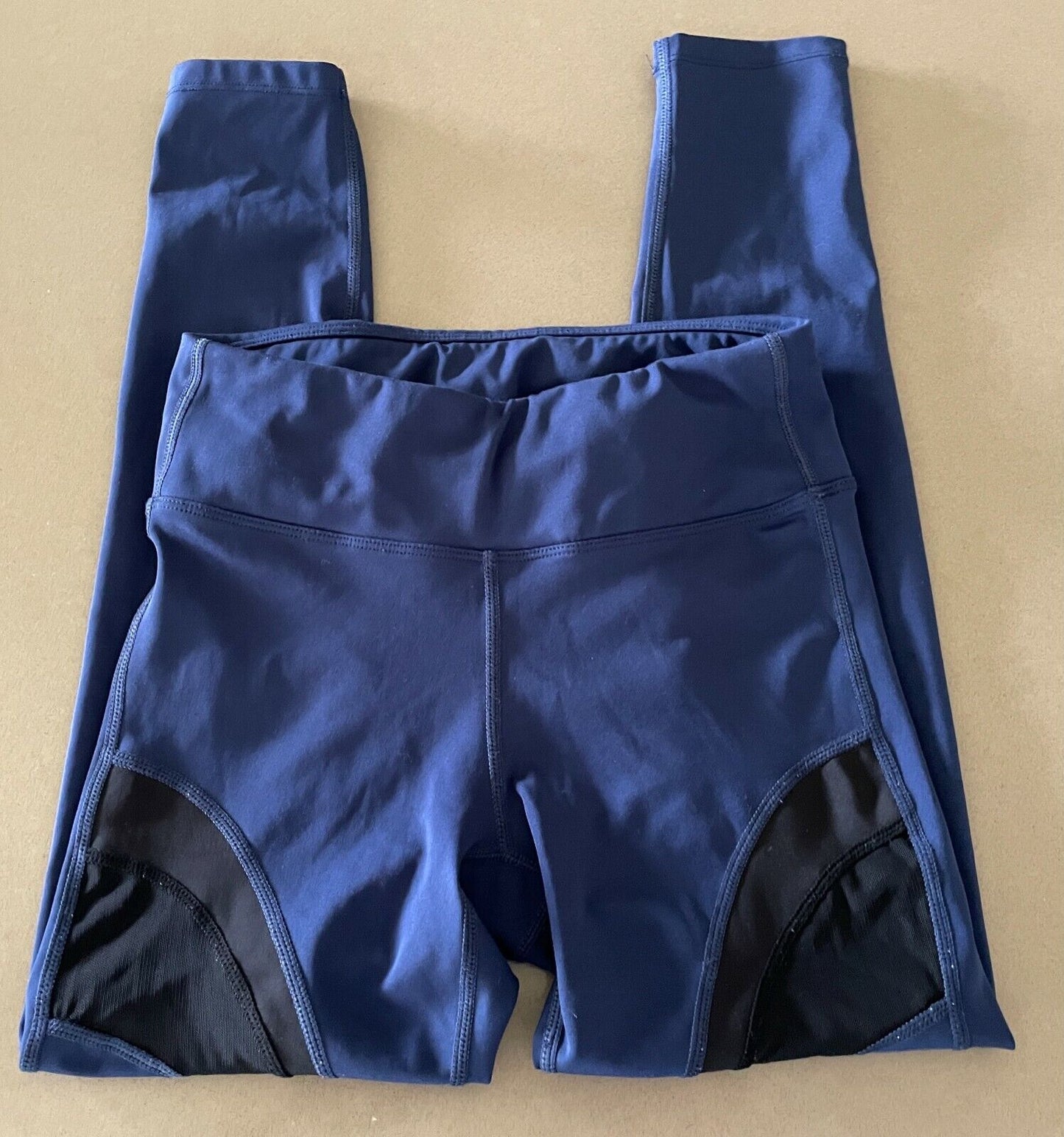 ROCKWEAR Leggings  Blue & Black Net Trim 7/8 Length Activewear Pants Sz 8 NEW