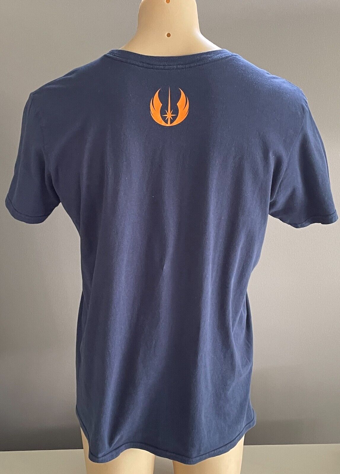 STAR WARS Unisex T-Shirt Navy Jedi Warrior Print Short Sleeve Size L Chest 112cm