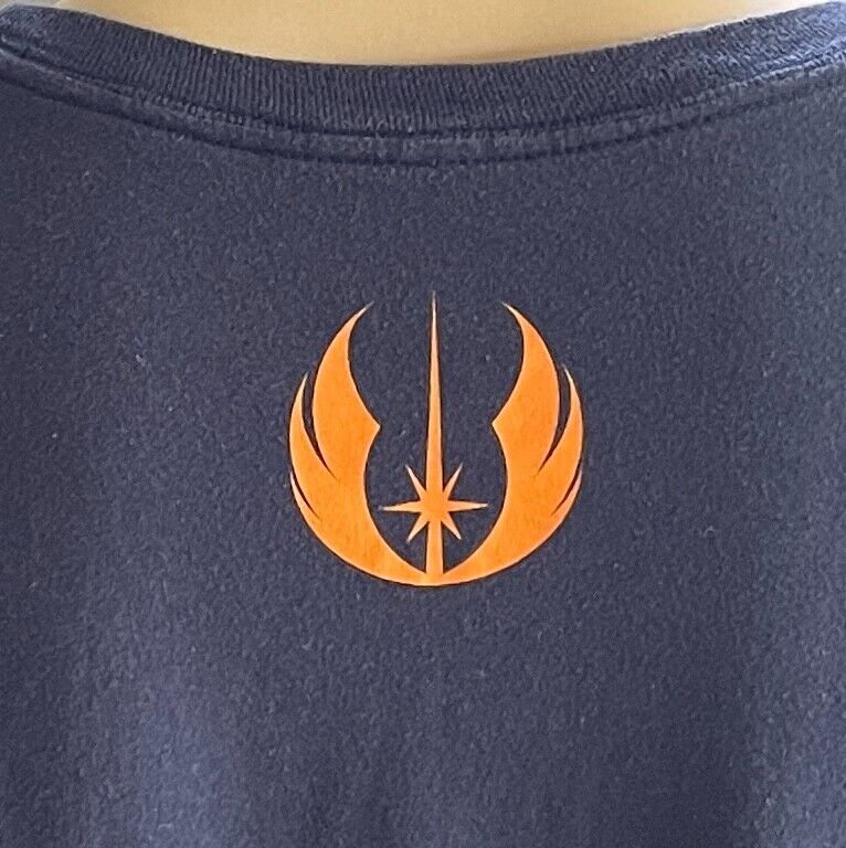 STAR WARS Unisex T-Shirt Navy Jedi Warrior Print Short Sleeve Size L Chest 112cm