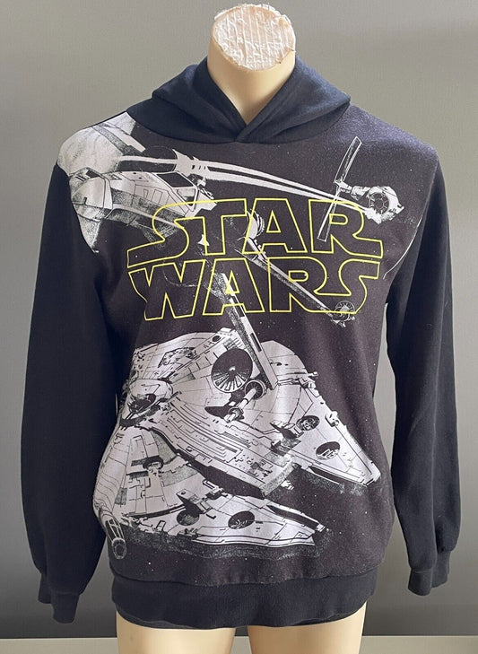 LUCAS FILMS Star Wars Print Hoodie Hoody Sloppy Joe Mens Size S Spaceship NEW