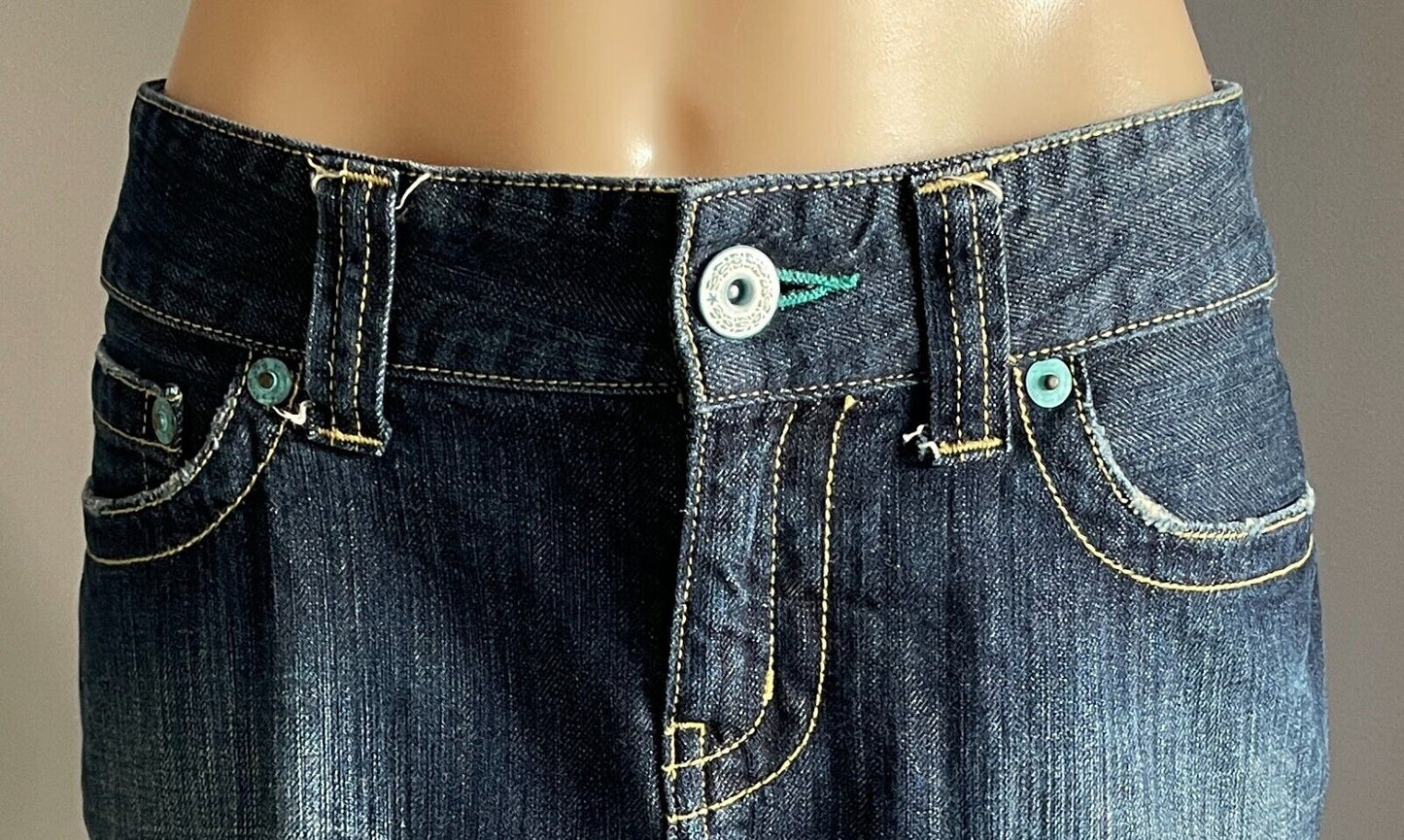UNIQLO Jeans Skirt Mini Blue Denim Micro Low Rise Size 10 12 88cm Waist
