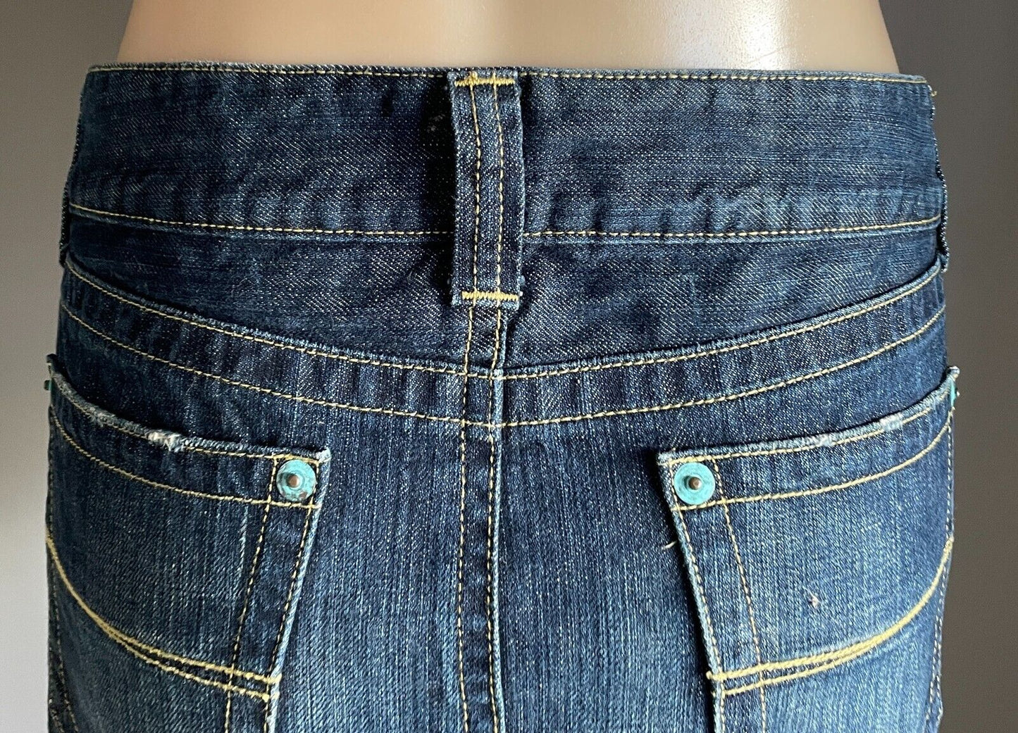 UNIQLO Jeans Skirt Mini Blue Denim Micro Low Rise Size 10 12 88cm Waist