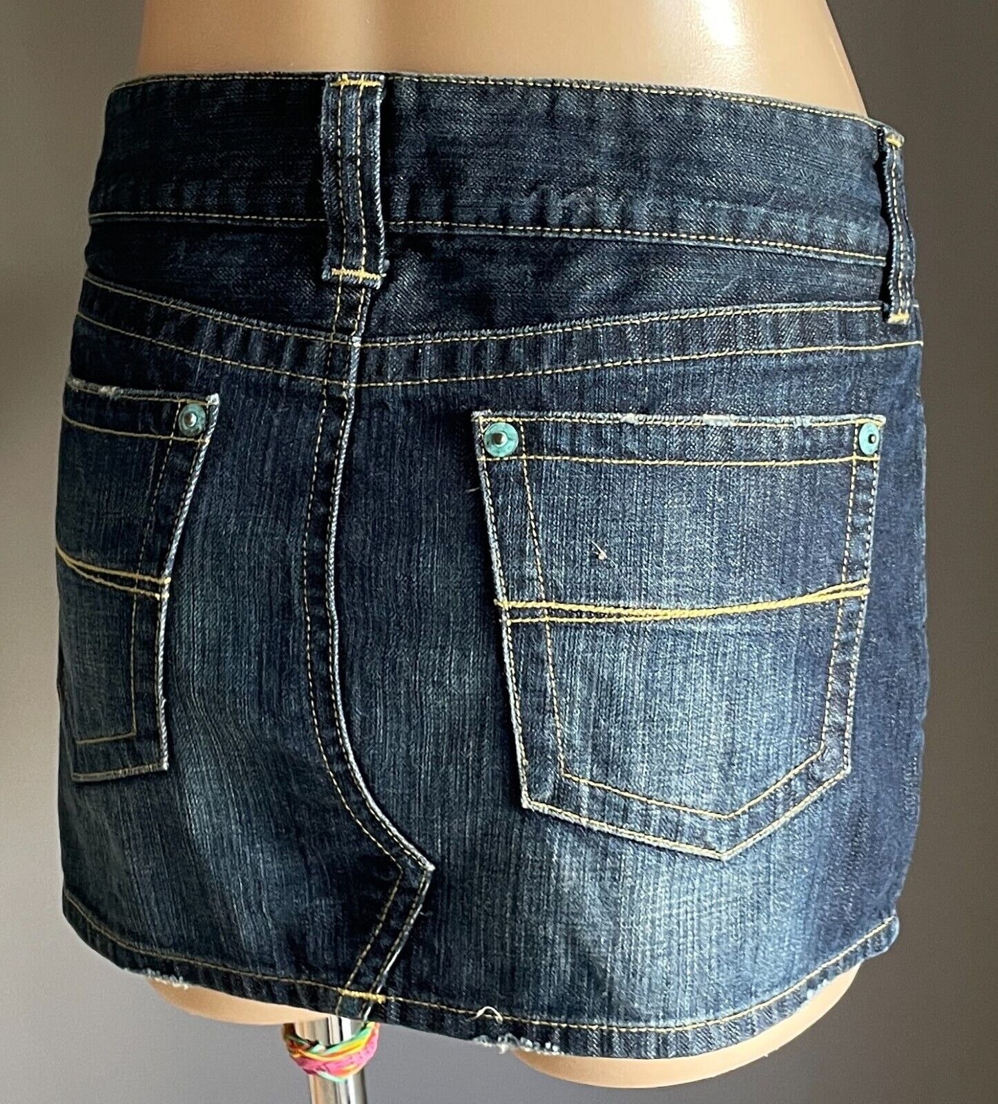 UNIQLO Jeans Skirt Mini Blue Denim Micro Low Rise Size 10 12 88cm Waist