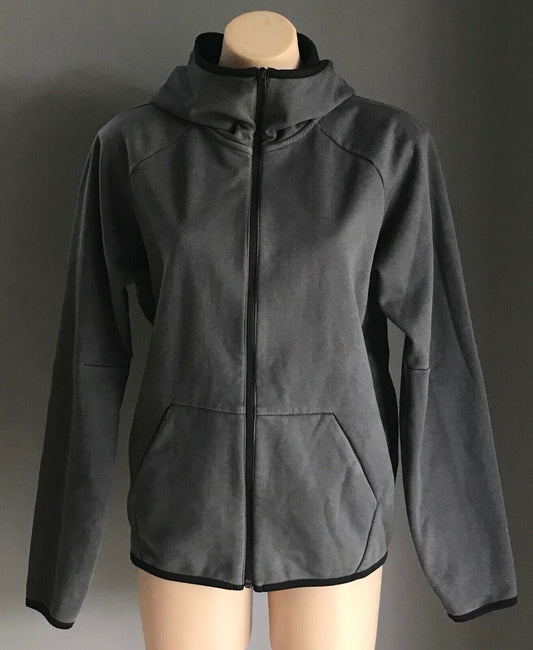 UNIQLO Hooded Jacket Hoodie Grey Soft Shell Zip Front Sz M 10 Casual Sports Walk