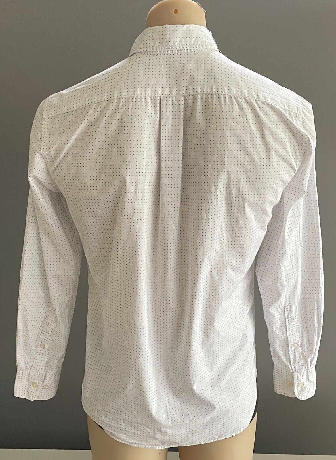 UNIQLO Shirt White Navy Polka Dot Long Sleeve Mens Size XS Button Front