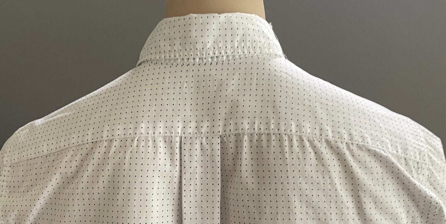 UNIQLO Shirt White Navy Polka Dot Long Sleeve Mens Size XS Button Front
