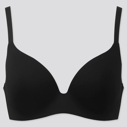 UNIQLO "Beauty Light" Bra Wireless Black Adjustable Straps Ladies Size 8 10 C DD