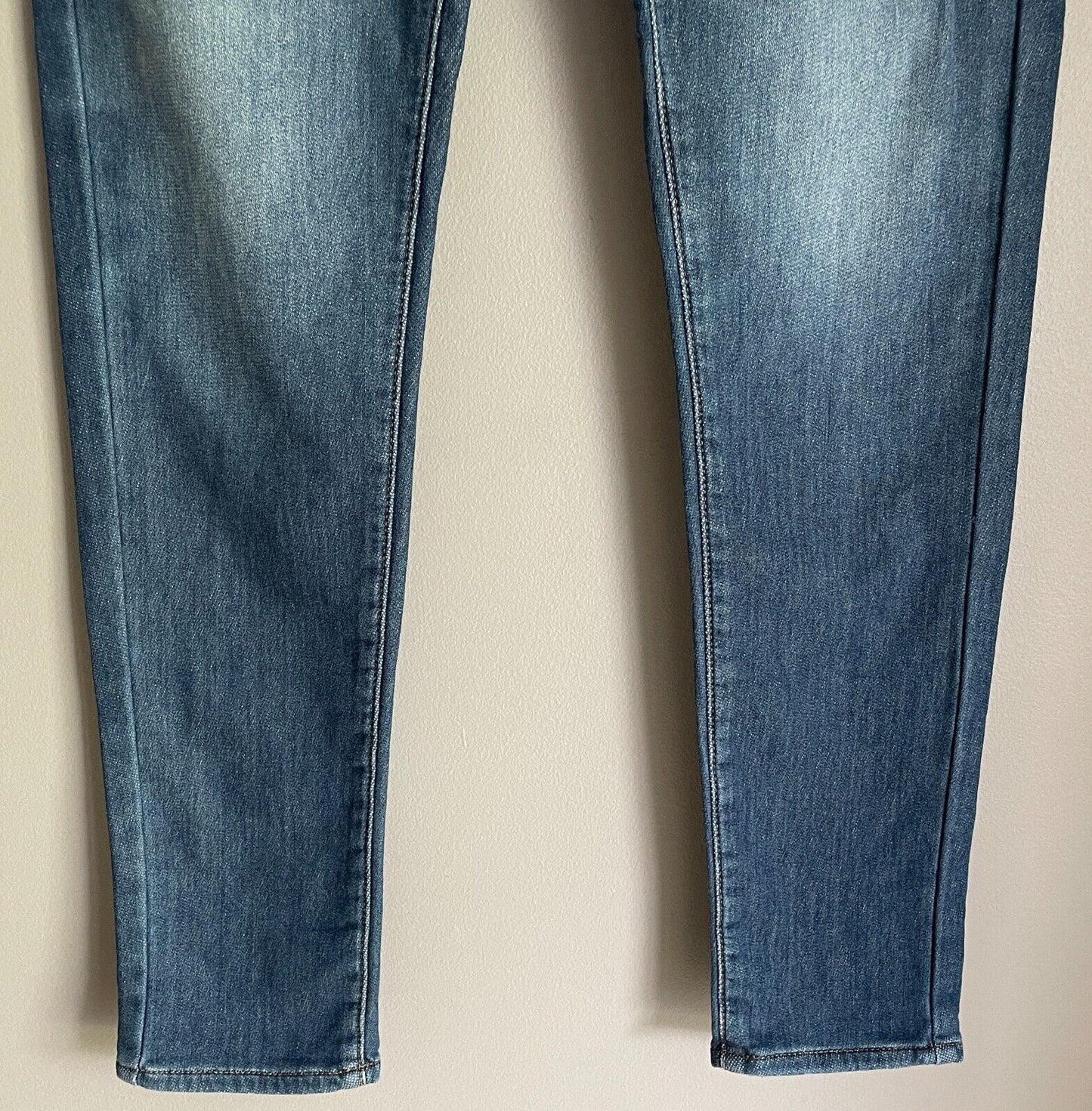 UNIQLO EZY Denim Jeans Blue Drawstring Waist Slim Soft Mid Rise Tapered Size XS