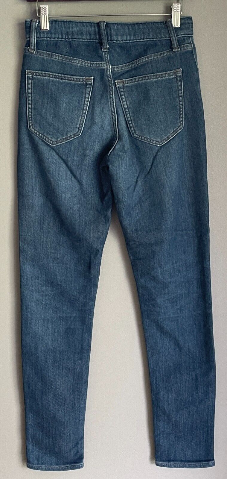 UNIQLO EZY Denim Jeans Blue Drawstring Waist Slim Soft Mid Rise Tapered Size XS