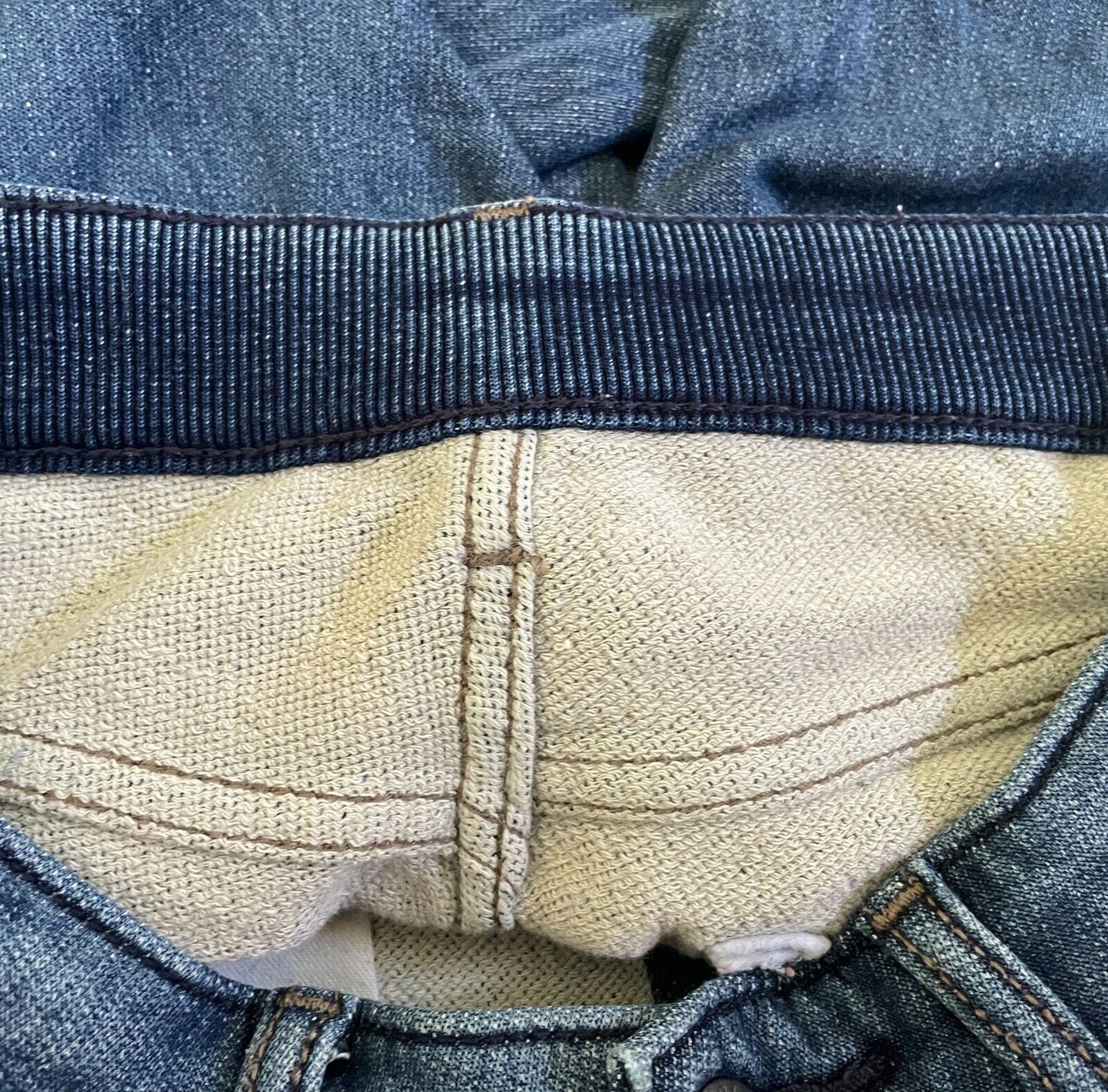 UNIQLO EZY Denim Jeans Blue Drawstring Waist Slim Soft Mid Rise Tapered Size XS