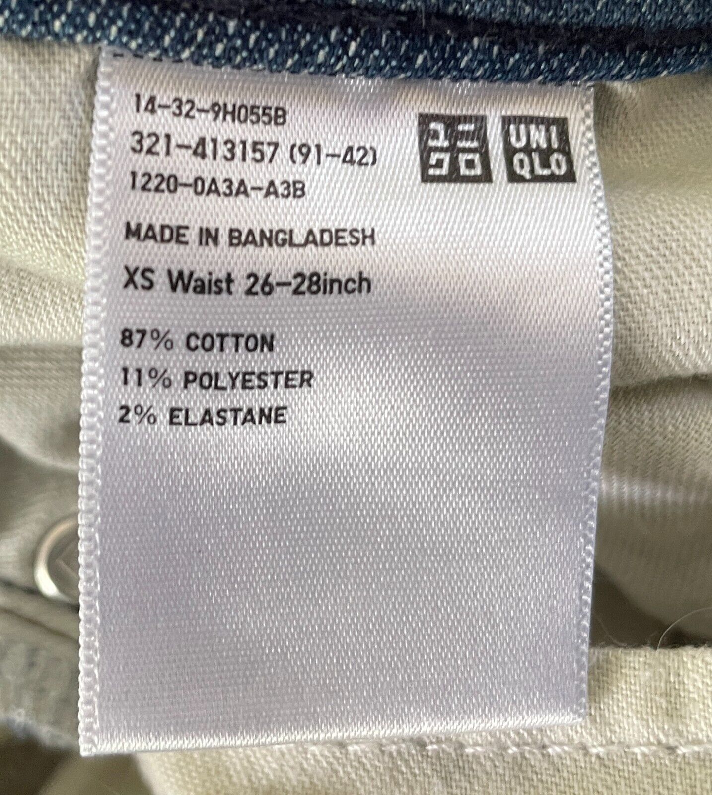 UNIQLO EZY Denim Jeans Blue Drawstring Waist Slim Soft Mid Rise Tapered Size XS