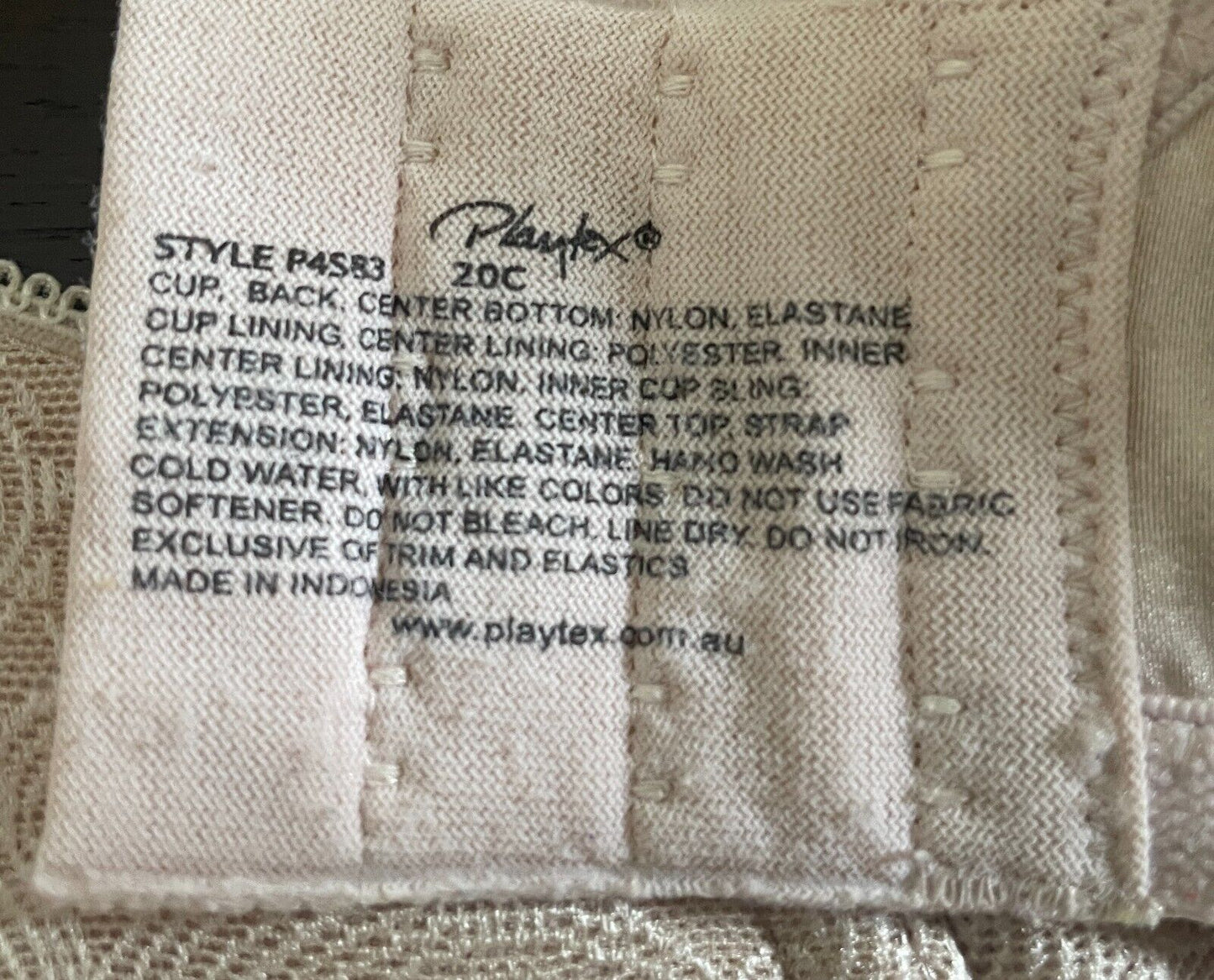 PLAYTEX Bra 20C Beige Secrets Undercover Slimming Adjustable Underwire 4S83 20 C