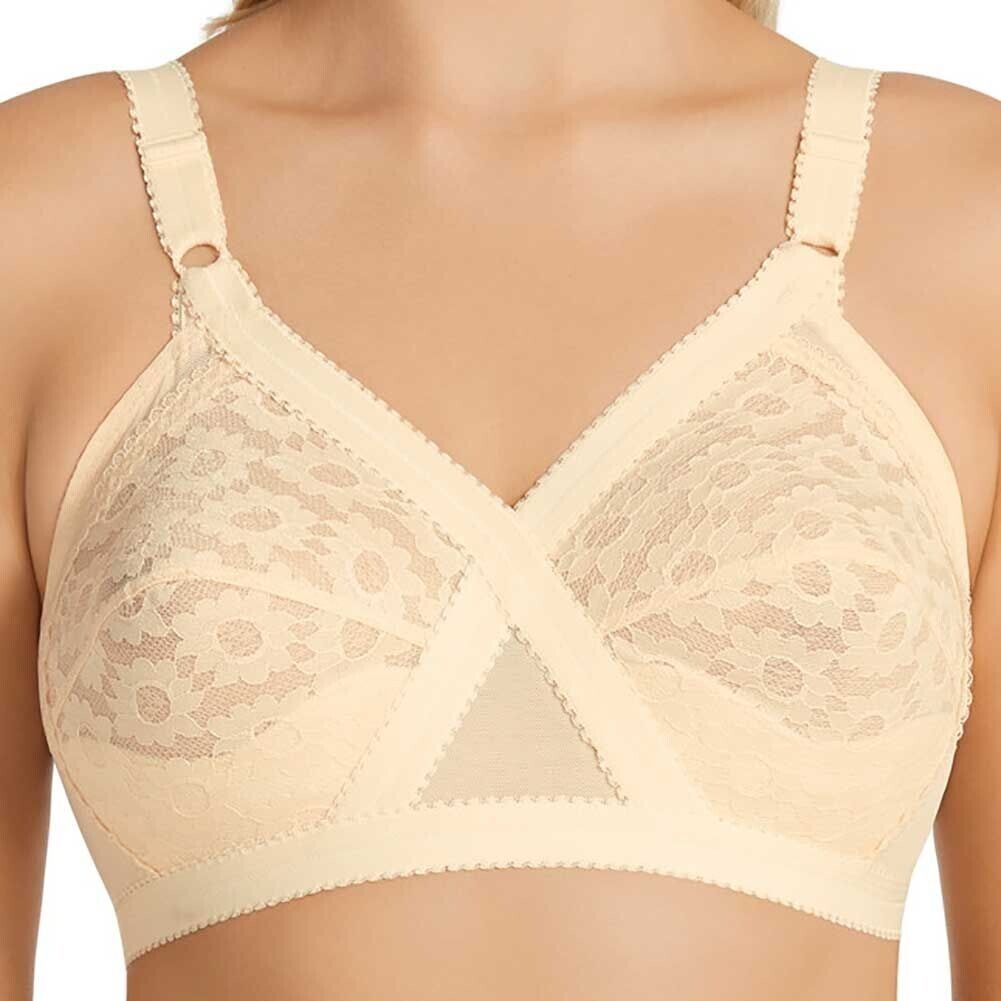 Bra 24C PLAYTEX Cross Your Heart Wirefree Beige Floral Lace P10152 Y1001H 24 C