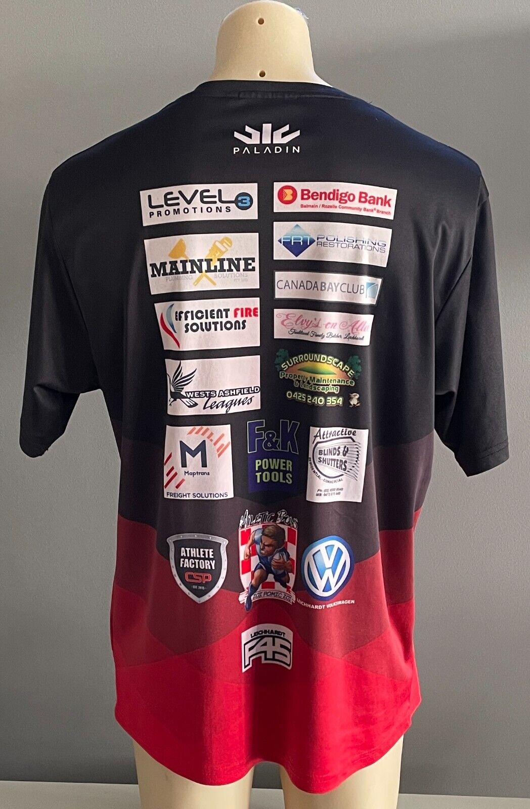 Paladin LEICHHARDT WANDERERS NRL Club Black Red Short Sleeve Top Chest 122cm