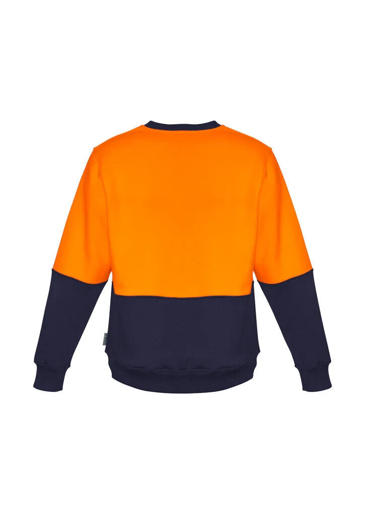Mens SYZMIK Workwear Hi Viz Sweatshirt Orange Navy Crew Size S Tradie NEW