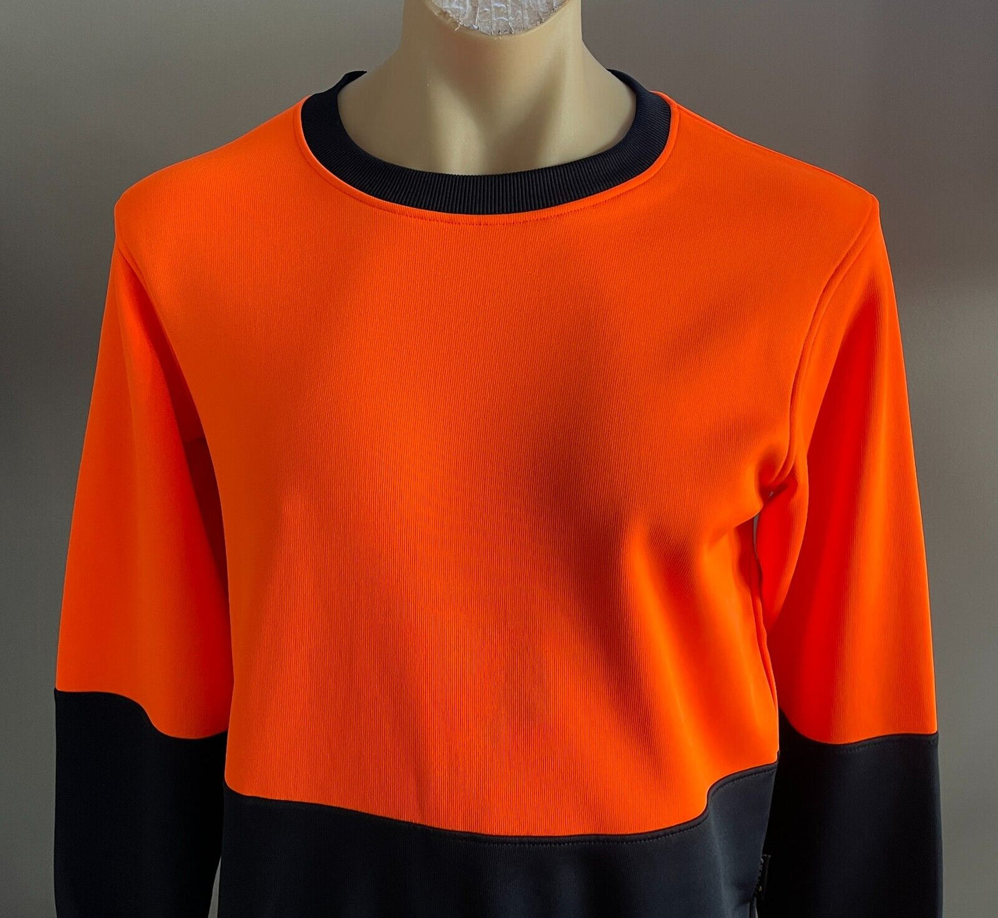 Mens SYZMIK Workwear Hi Viz Sweatshirt Orange Navy Crew Size S Tradie NEW
