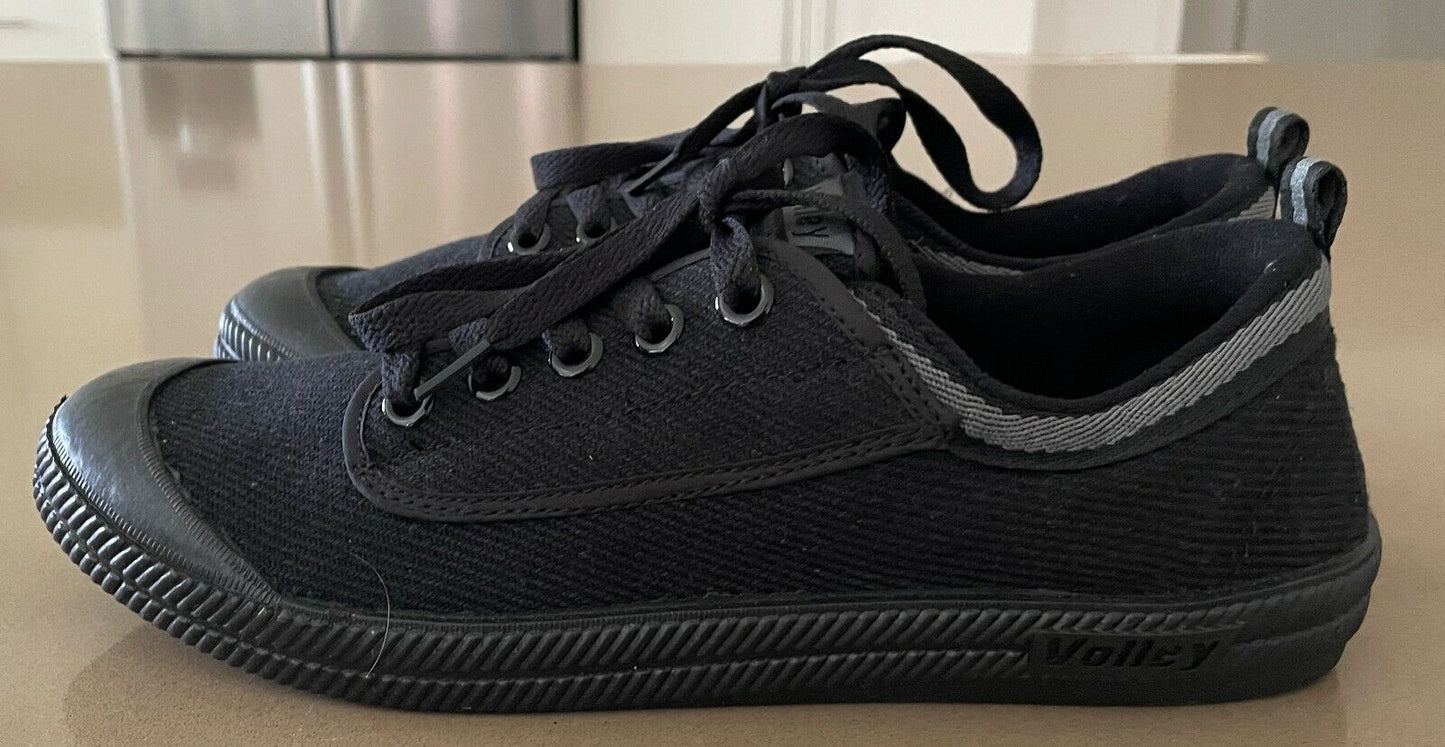 Mens DUNLOP VOLLEY Sport Shoes Black Grey Trim Lace Up Sneakers US9 UK8 NOS NEW