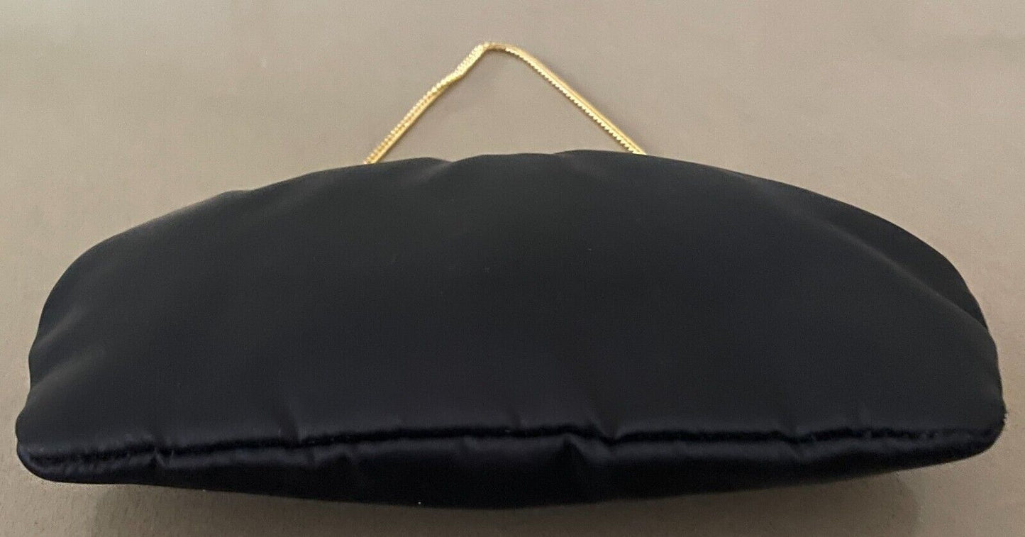 Vintage MAYFAIR OF MELBOURNE Black Frame Purse w Chain Matte Satin Fabric Bag
