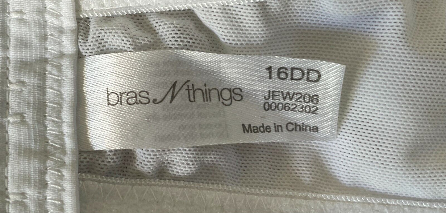 BRAS n THINGS Bra 16DD Underwire Bra White Net Lace Trim Ladies 38DD Intimates