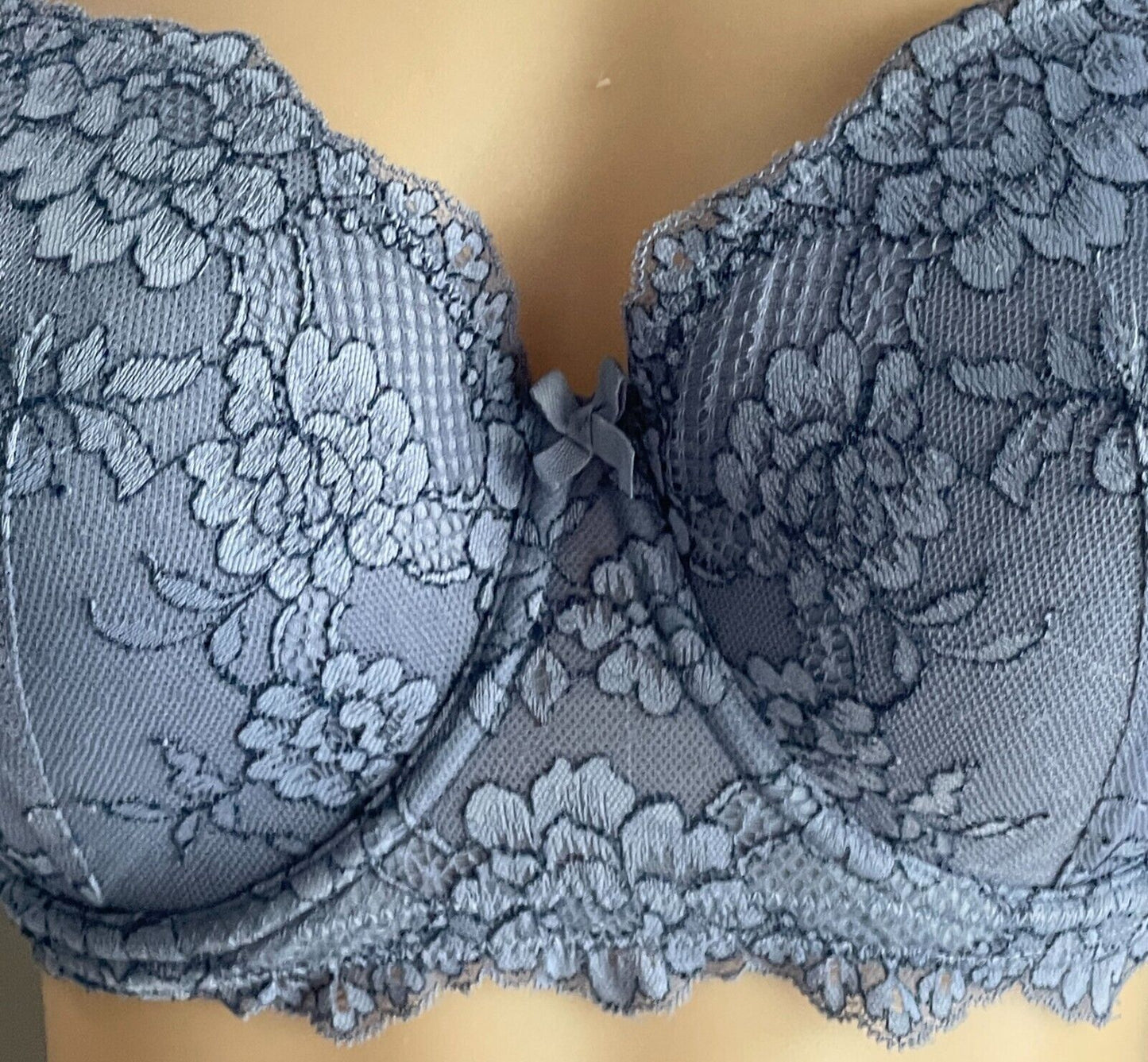 BRAS n THINGS Bra 12E Cornflower Blue Underwire Lace Adjustable Moulded Cup 12 E