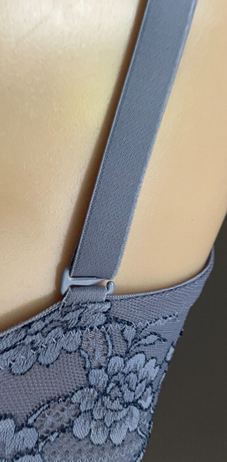 BRAS n THINGS Bra 12E Cornflower Blue Underwire Lace Adjustable Moulded Cup 12 E