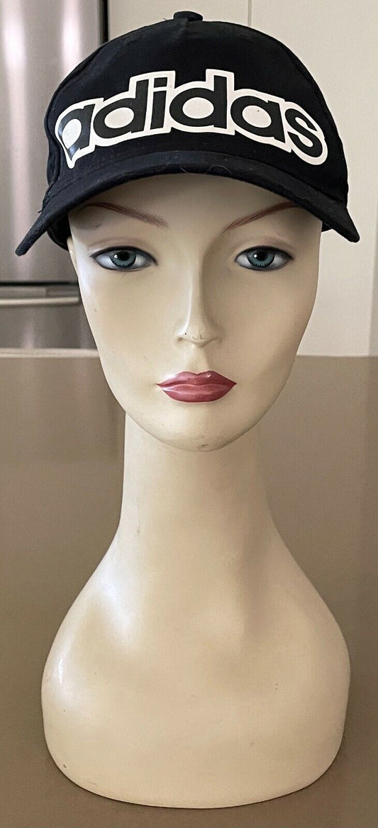 ADIDAS Cap Black & White Curved Bill Baseball Hook Loop Hat Unisex One Size NEW