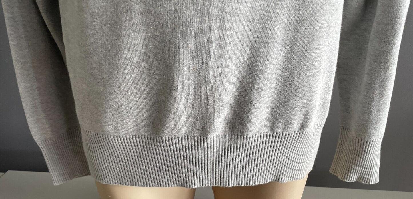ADIDAS Mens Knit Sweatshirt Sweater Grey Marl V-Neck Size L Large Logo NEW
