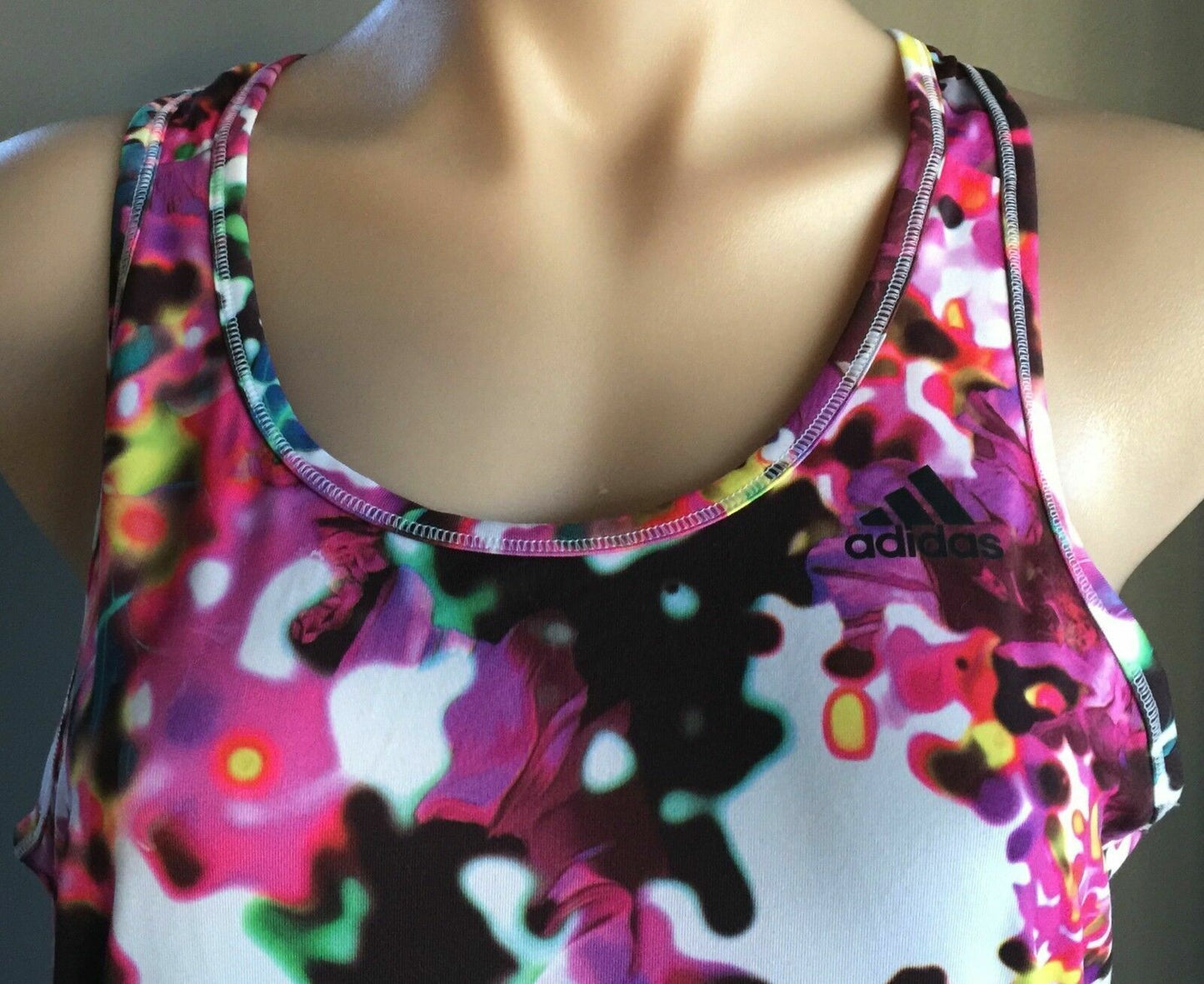 ADIDAS Shock Tank Top Pink Colourful Floral Print Ladies Size S 10 NEW